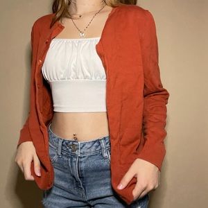 rust orange vintage long-sleeved cardigan